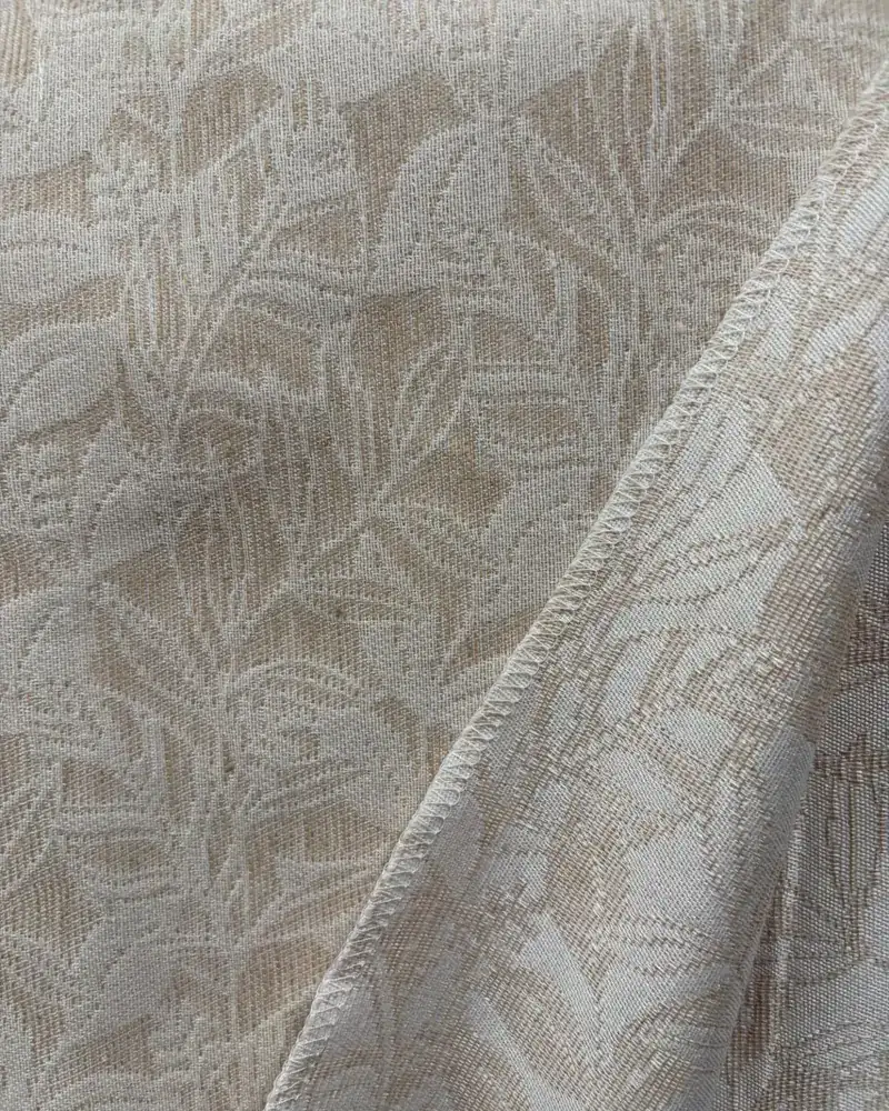 Jacquard curtain fabric with a woven floral pattern